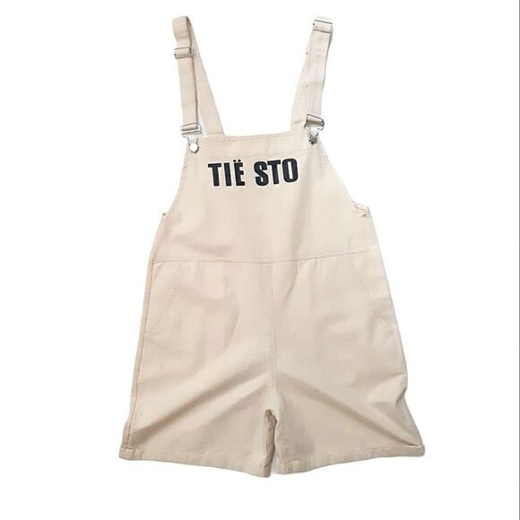 Tiësto Cream Denim Dungaree Romper - Picture 1 of 10
